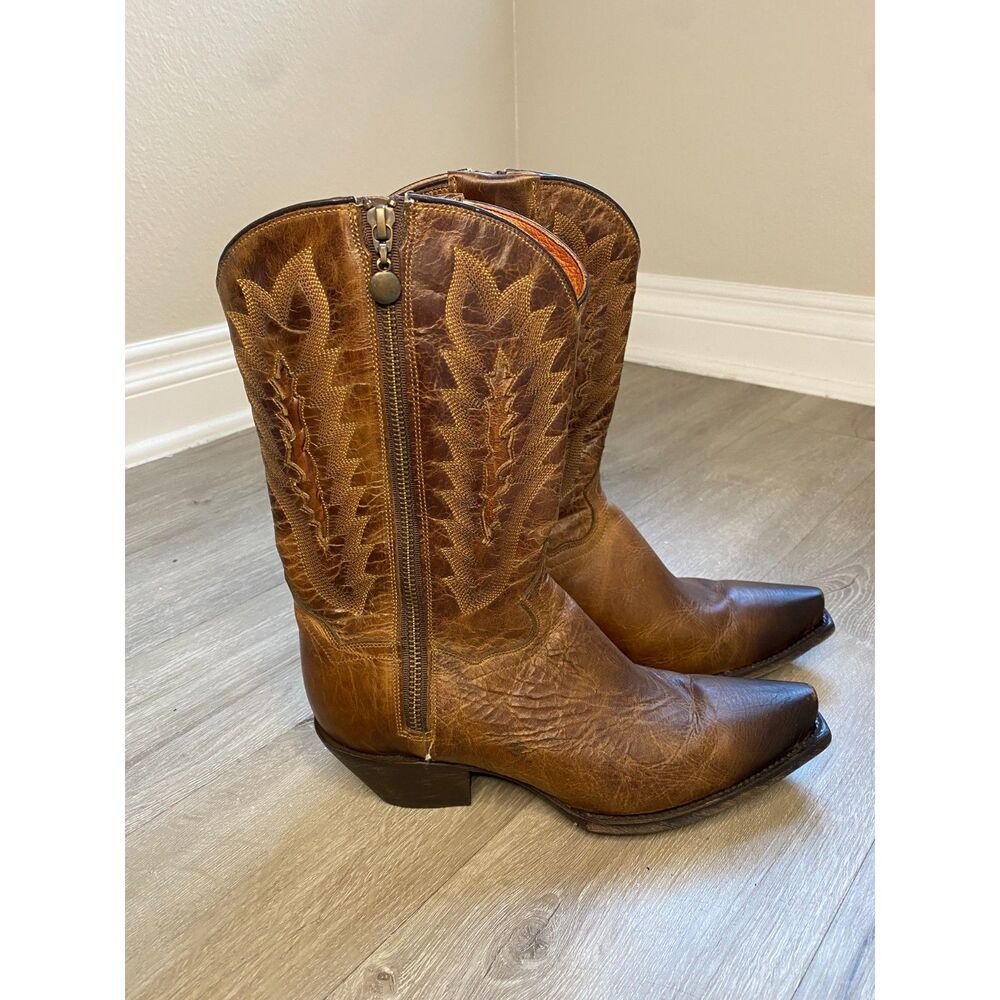 Dan Post DP 3631 Womens Brown Leather Side Zipper Western Cowgirl Boots